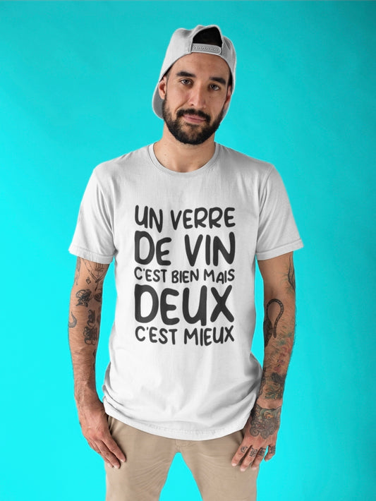 T-shirt Vneck pour femme un verre de vin c'est bien mais deux c'est mieux
