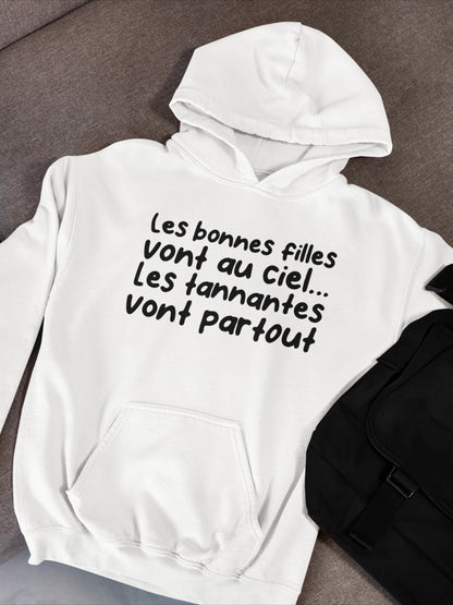 T-shirt pour femme les bonnes filles vont au ciel les tannantes vont partout